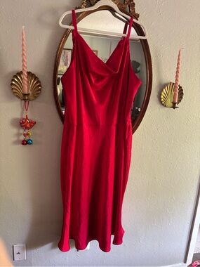 Ava and Viv Classic Red Slip Dress with Cowl Neck